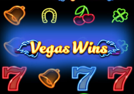 игровой автомат Vegas Wins от Booming Games в стиле 777 неон