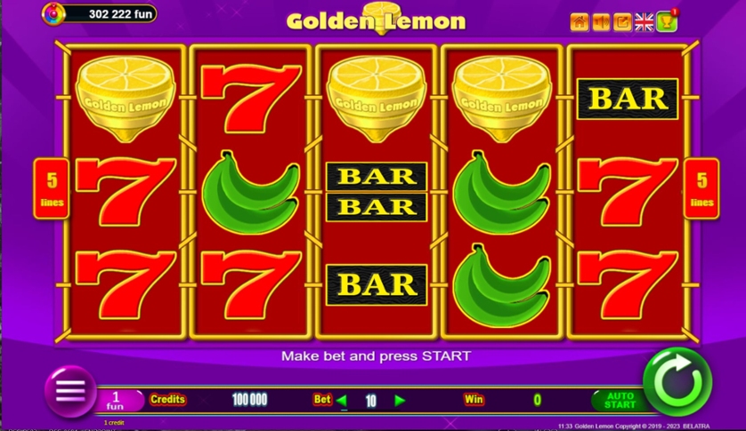 Скриншот слота Golden Lemon от Belatra Games
