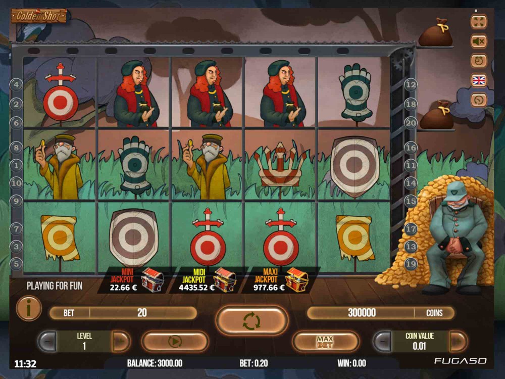 Скриншот слота Обзор игрового автомата Golden Shot от Fugaso