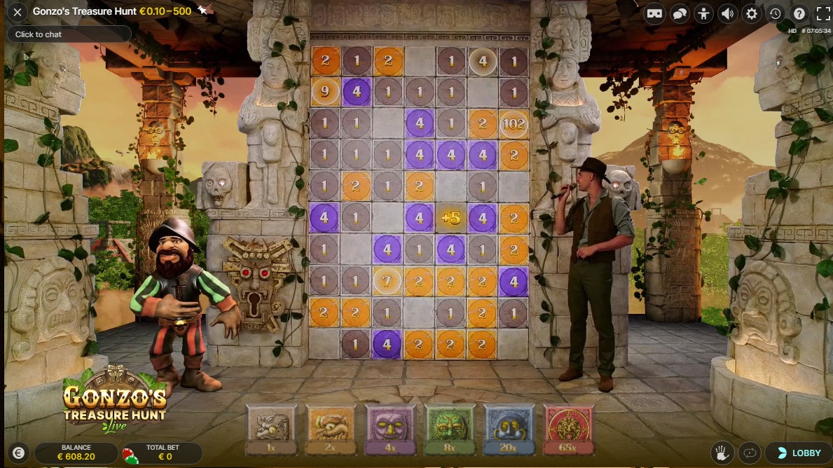 Скриншот слота Gonzos Treasure Hunt от Evolution Gaming