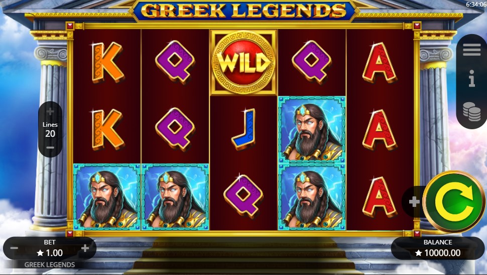 Скриншот слота Greek Legends от Booming Games