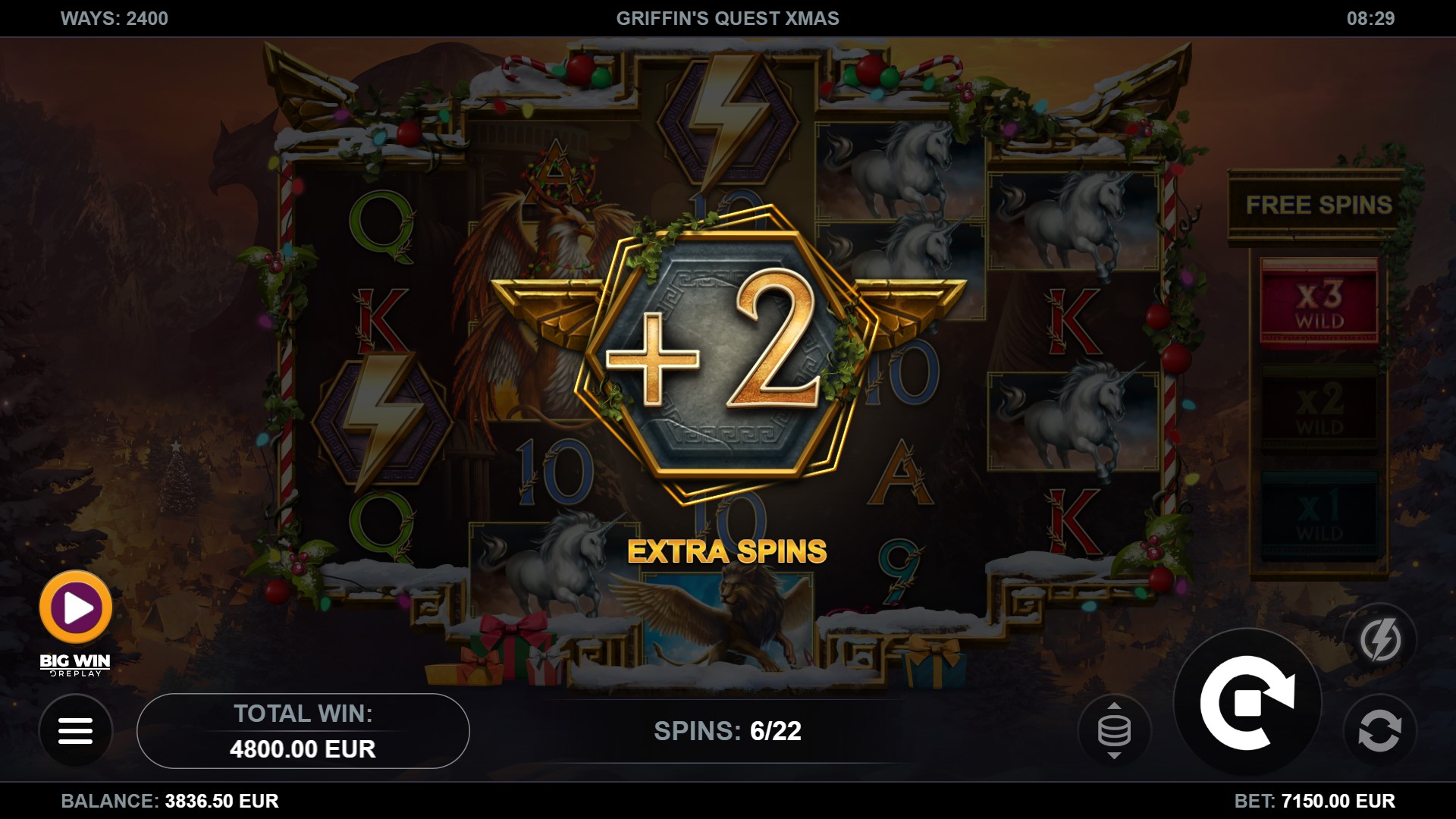 Скриншот слота Griffin’s Quest X-Mas Edition от Kalamba Games