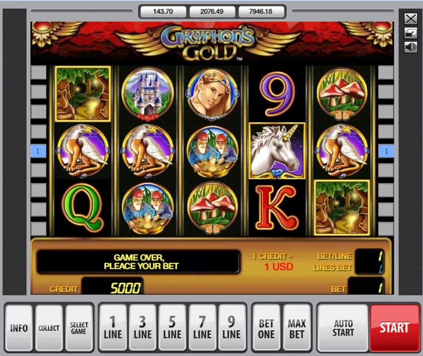 Скриншот слота Gryphon’s Gold от Novomatic