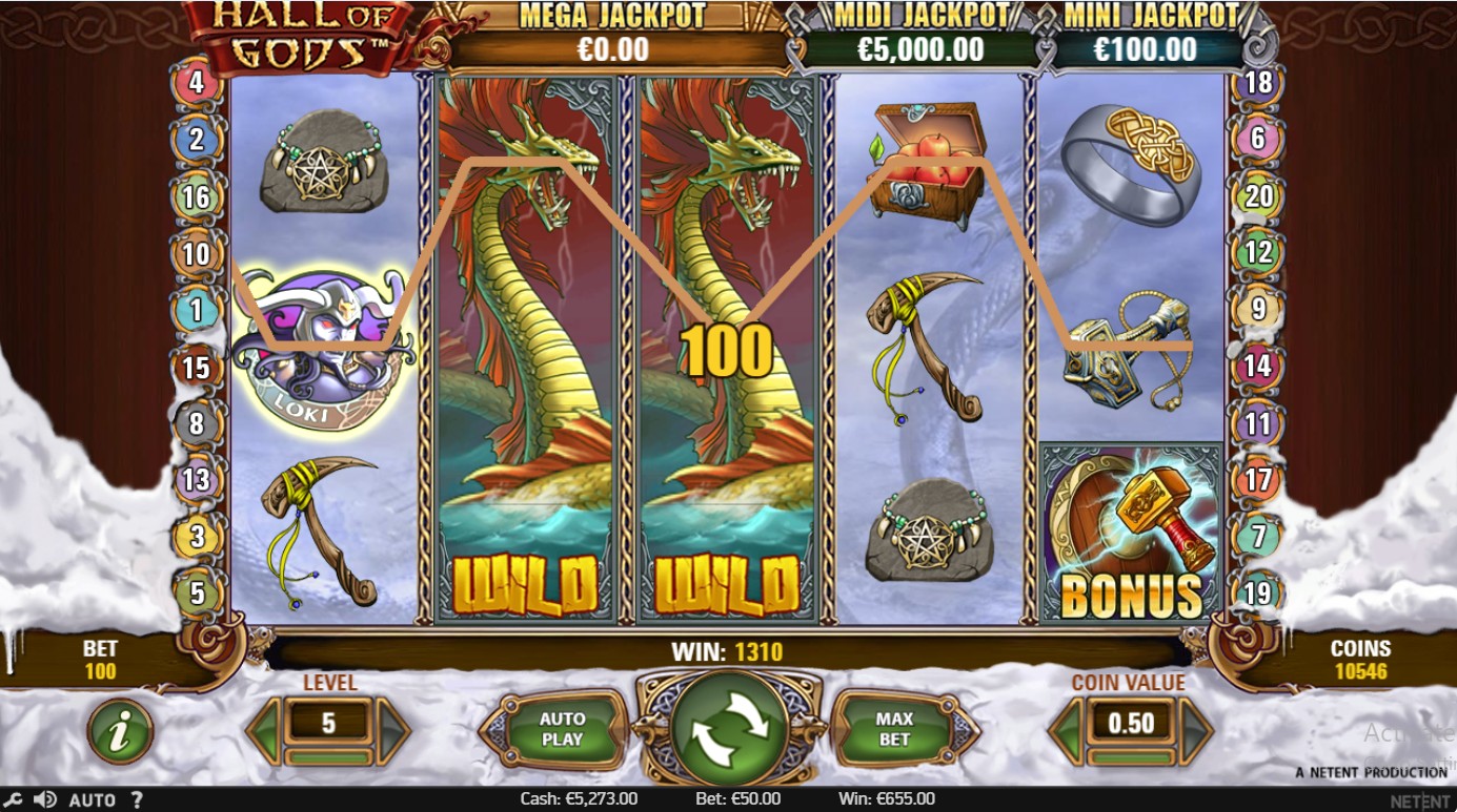 Скриншот слота Hall of Gods от NetEnt