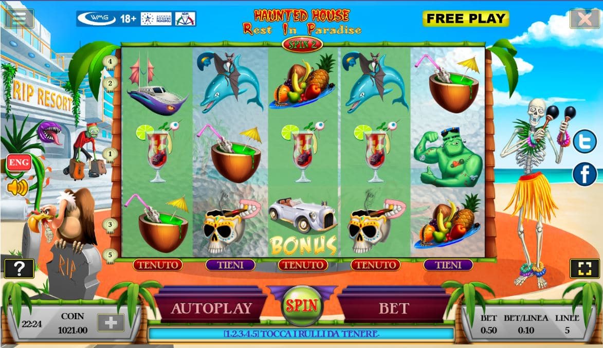 Скриншот слота Haunted House Rest In Paradise от WMG