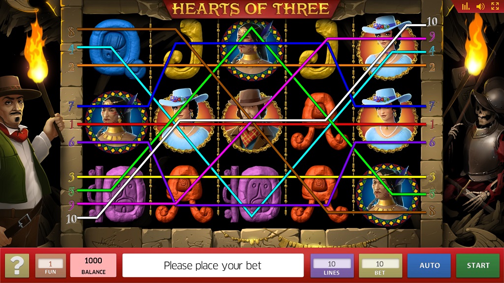 Скриншот слота Hearts of Three от Inbet Games