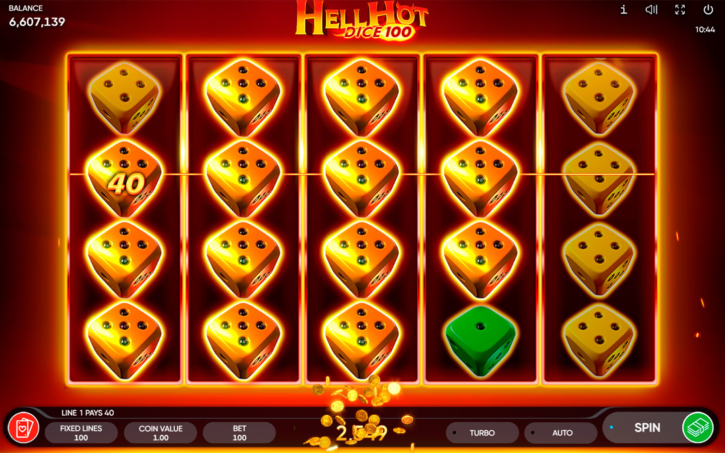 Скриншот слота Hell Hot Dice 100 от Endorphina