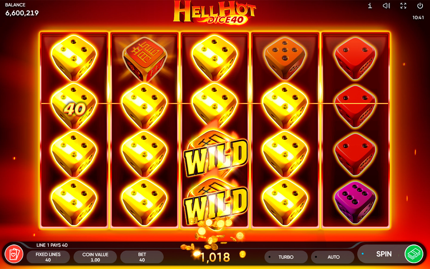 Скриншот слота Hell Hot Dice 40 от Endorphina