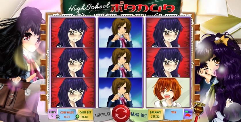 Скриншот слота High School Manga от Wazdan