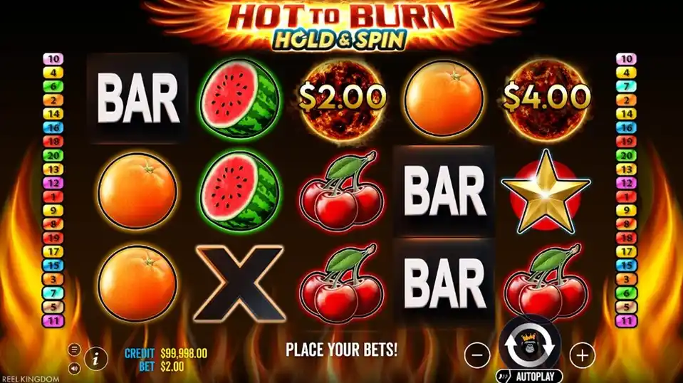 Скриншот слота Hot to Burn Hold and Spin от Pragmatic Play