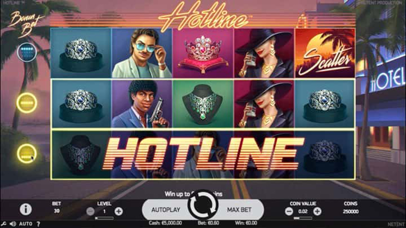 Скриншот слота Hotline от NetEnt