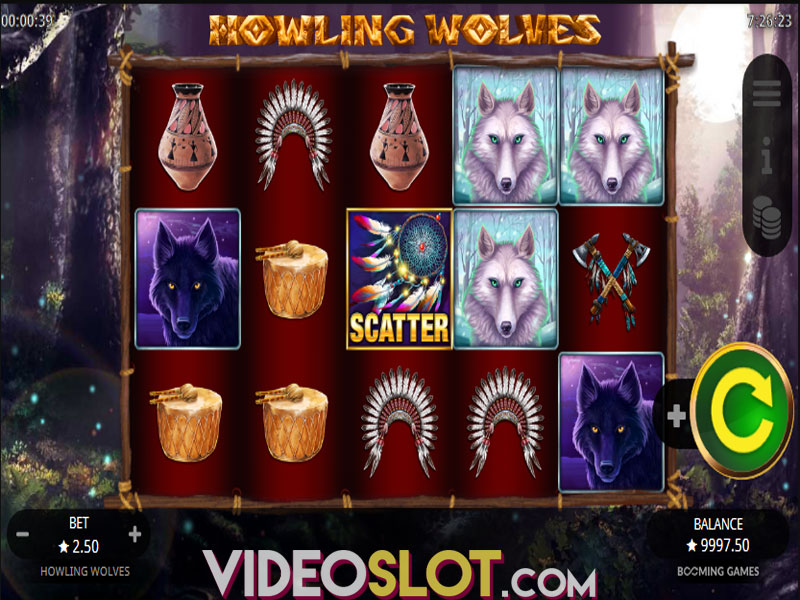 Скриншот слота Howling Wolves от Booming Games