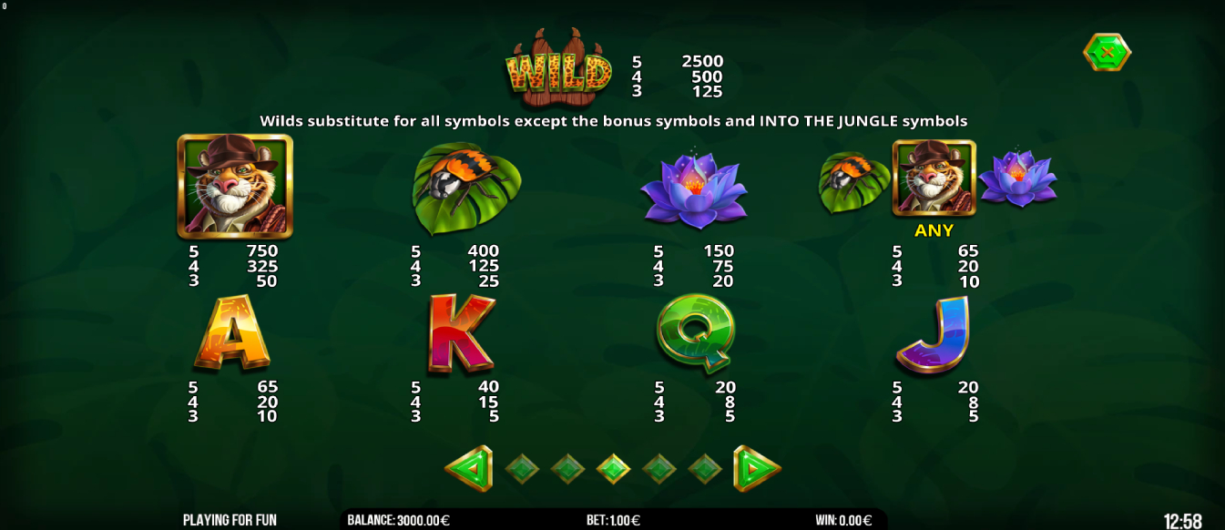 Скриншот слота Into The Jungle от Fugaso