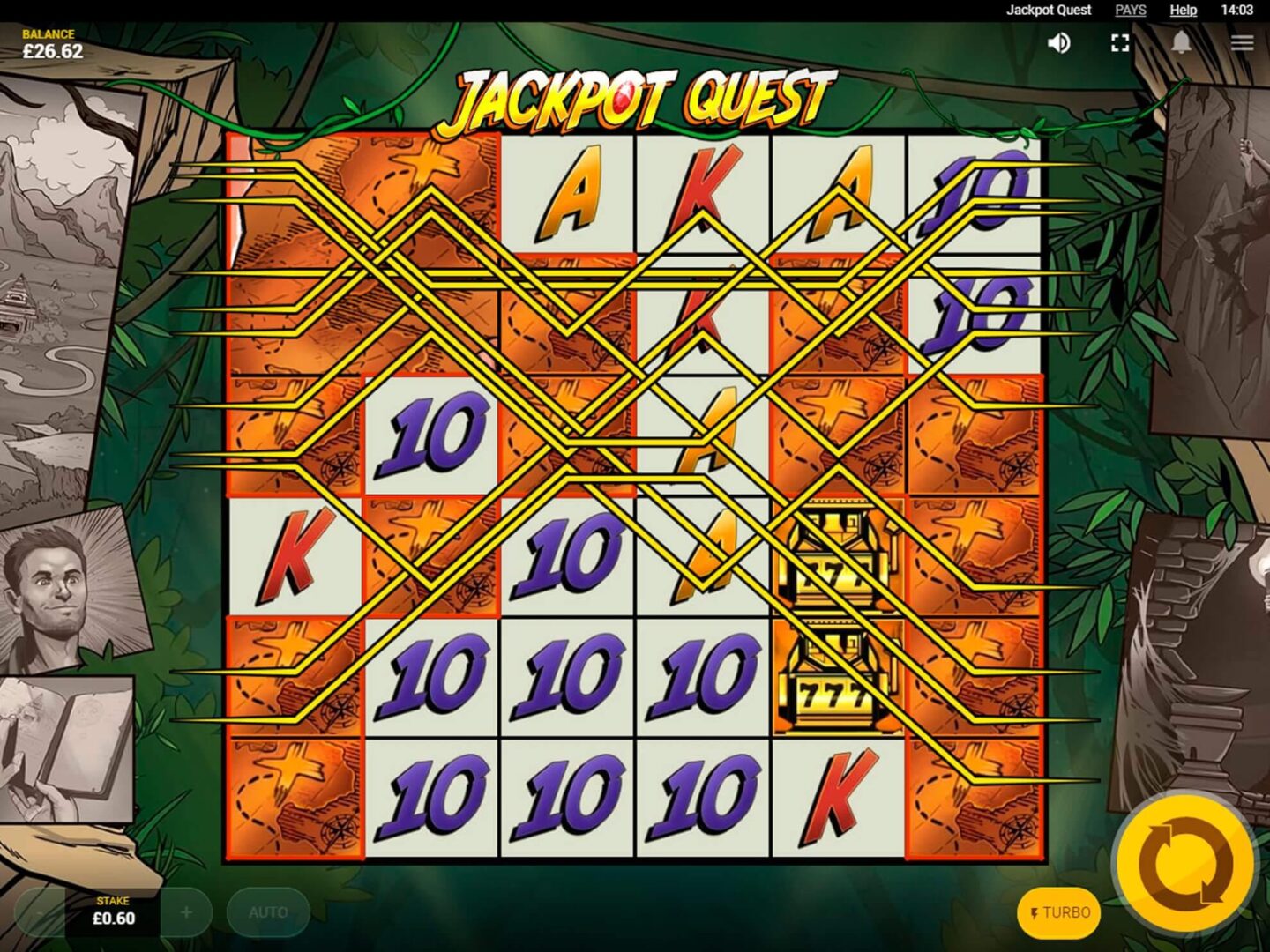 Скриншот слота Jackpot Quest от Red Tiger Gaming