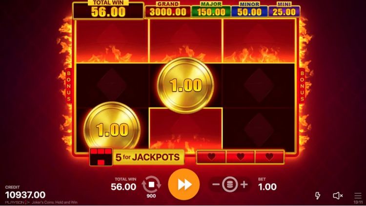 Скриншот слота Joker’s Coins: Hold and Win от Playson