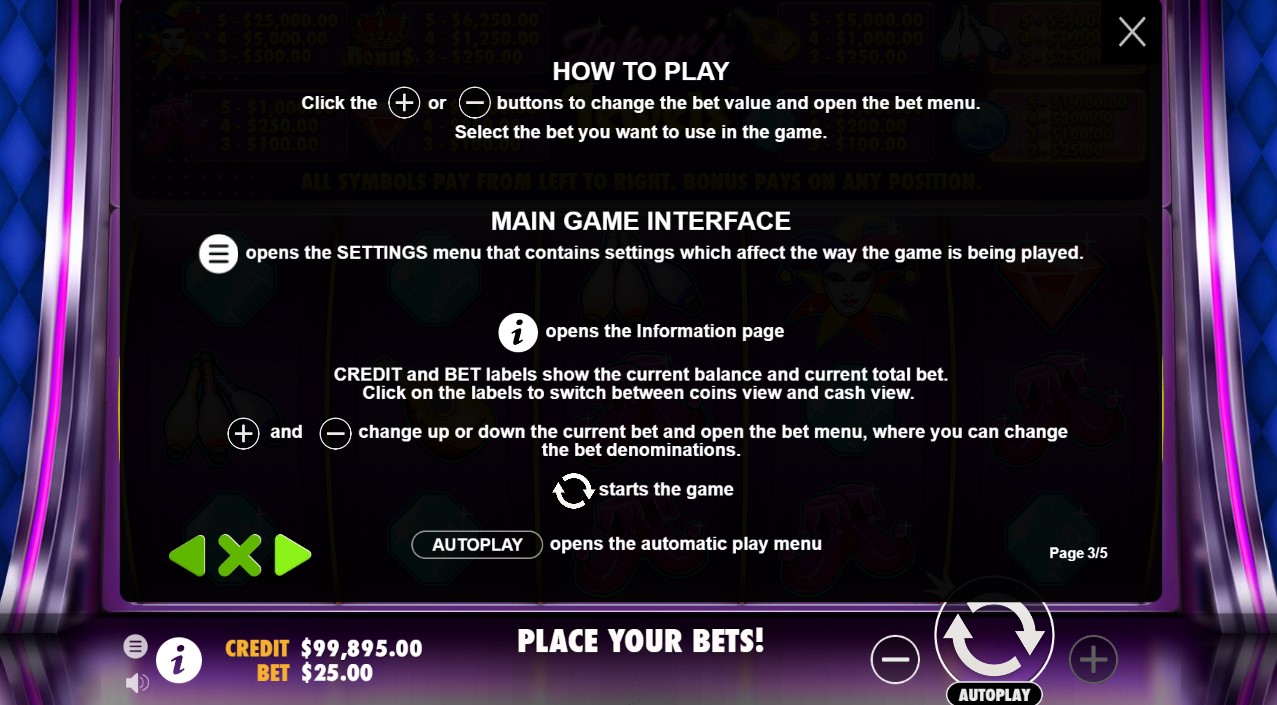 Скриншот слота Joker’s Jewels от Pragmatic Play