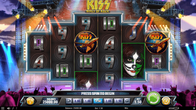 Скриншот слота KISS Reels of Rock от Play'n GO