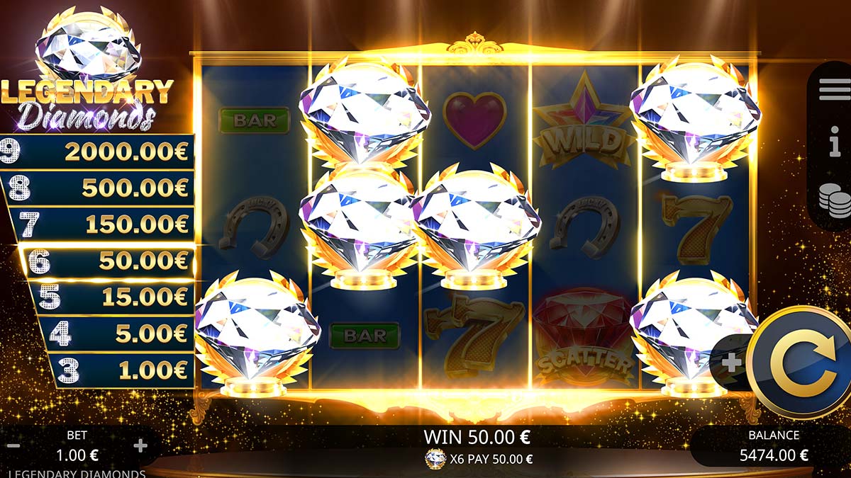 Скриншот слота Legendary Diamonds от Booming Games