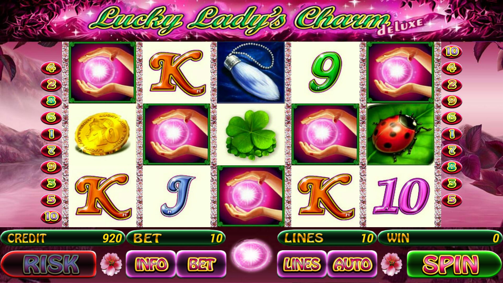 Скриншот слота Lucky Lady Charm от Novomatic
