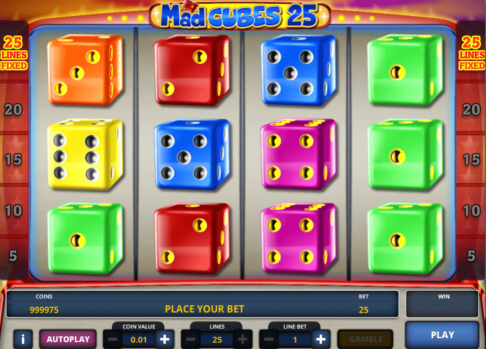 Скриншот слота Mad Cubes 25 от ZeusPlay