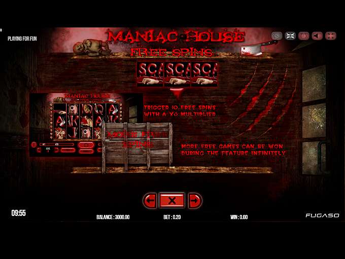 Скриншот слота Обзор игрового автомата Maniac House от Fugaso