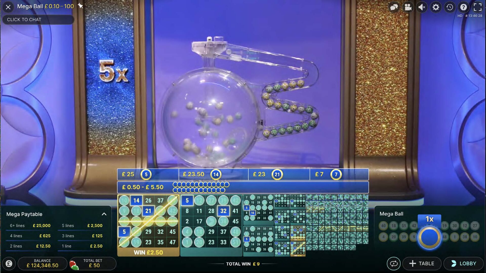 Скриншот слота Mega Ball от Evolution Gaming