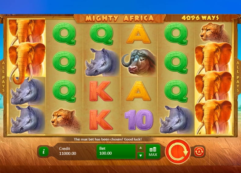 Скриншот слота Mighty Africa: 4096 Ways от Playson