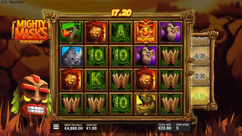 Скриншот слота Mighty Masks от Hacksaw Gaming