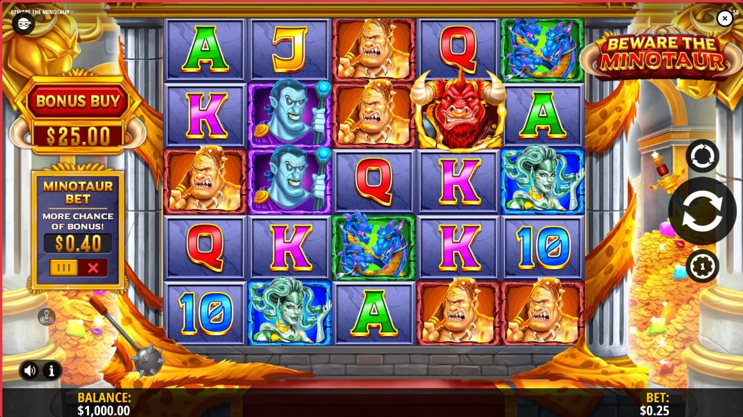 Скриншот слота Minotaurus от Endorphina
