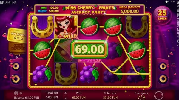 Скриншот слота Miss Cherry Fruits Jackpot Party от BGaming