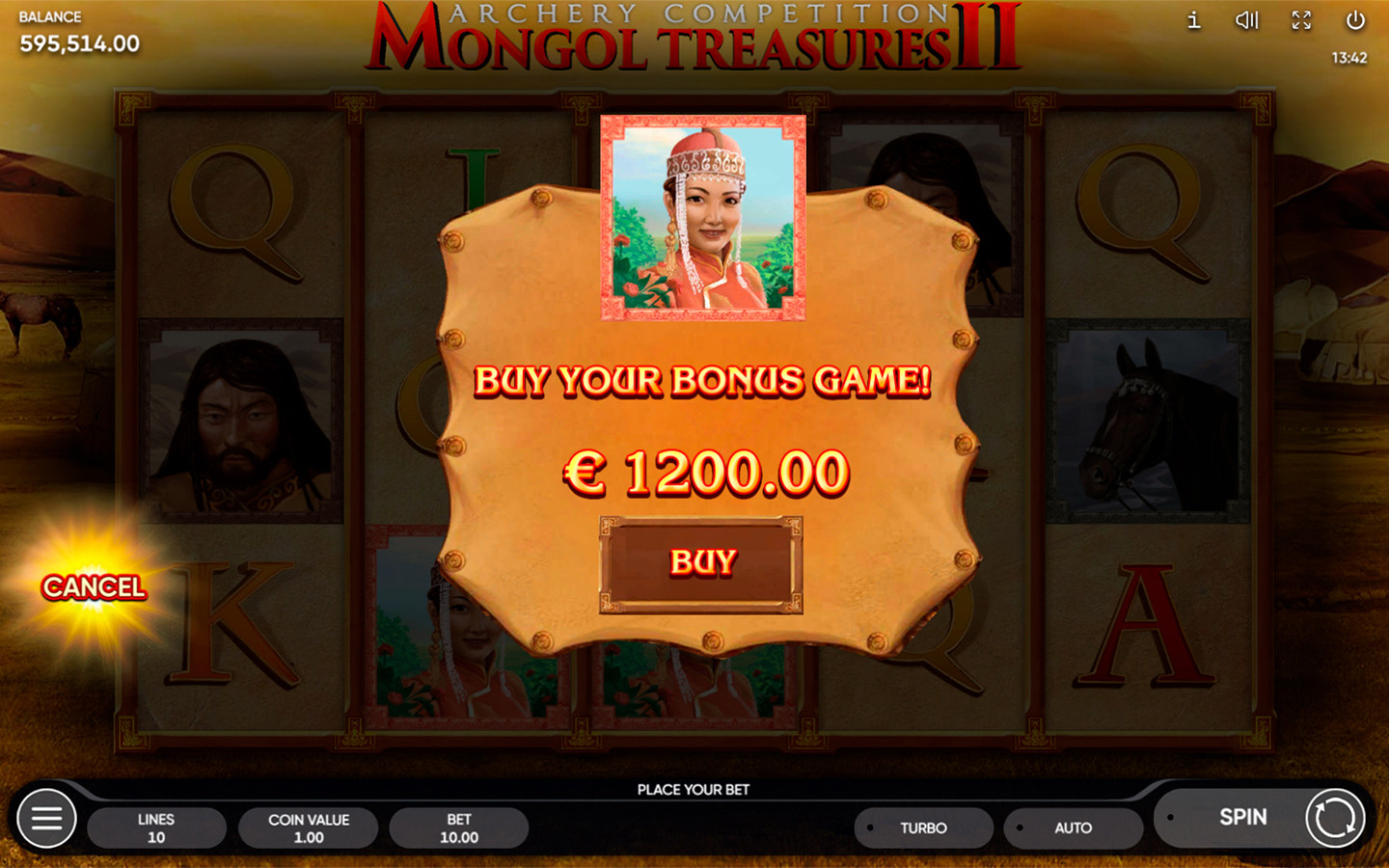 Скриншот слота Mongol Treasures 2: Archery Competition от Endorphina