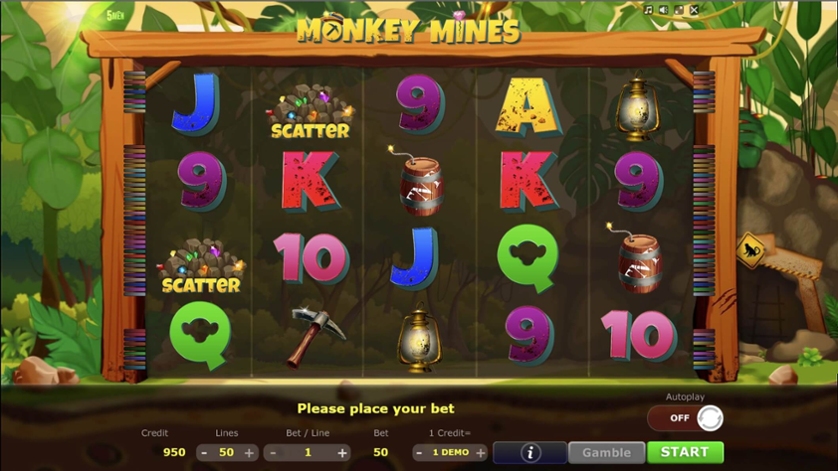 Скриншот слота Monkey Mines от 5MEN