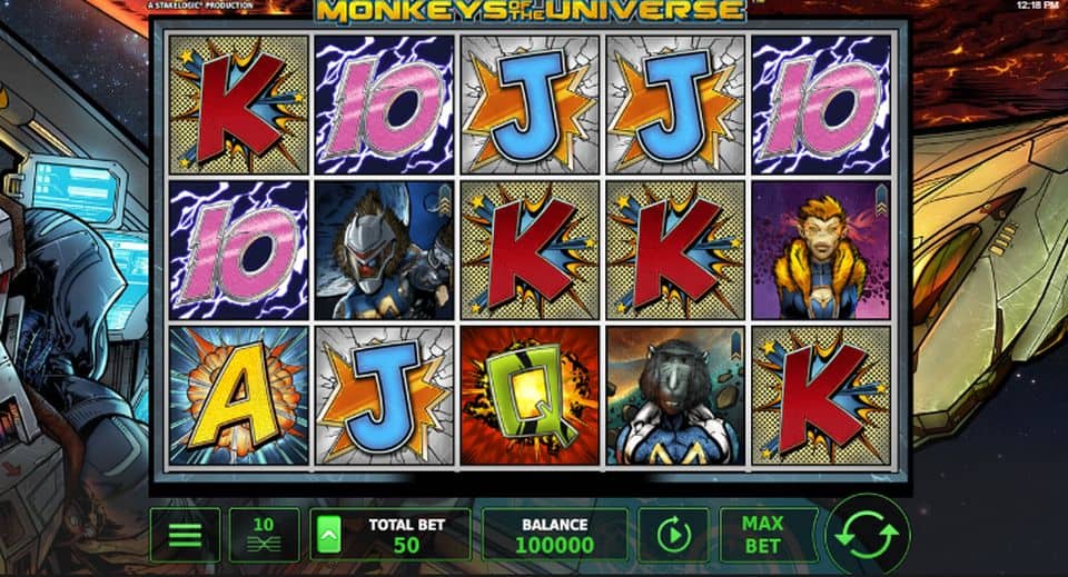 Скриншот слота Monkeys of the Universe от Stakelogic