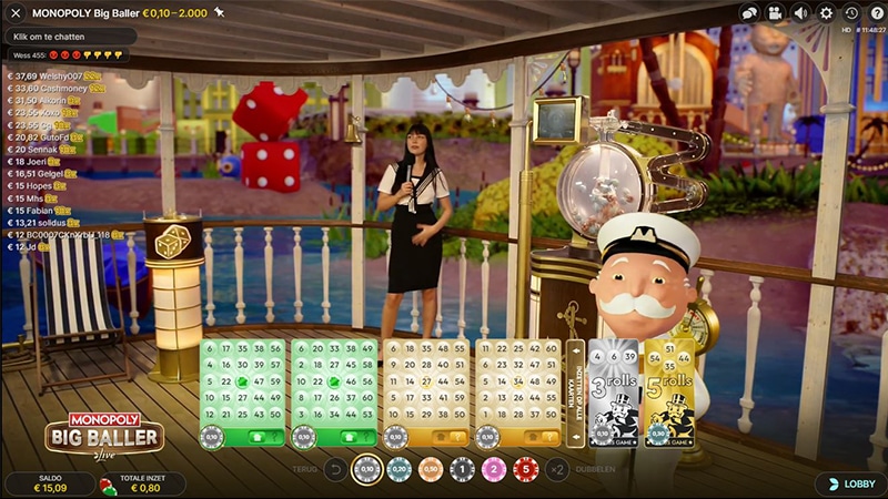 Скриншот слота Monopoly Big Baller от Evolution Gaming