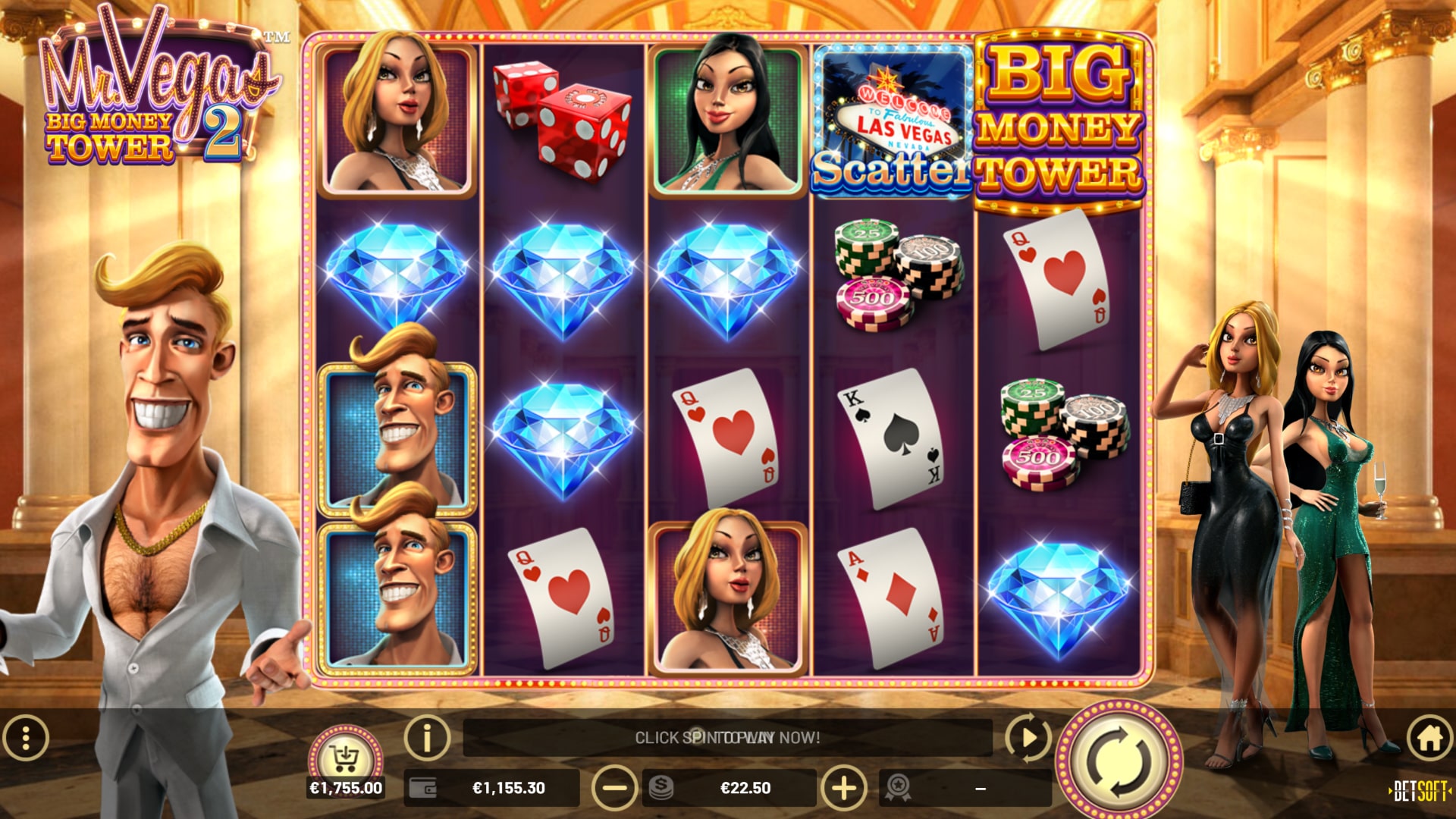 Скриншот слота Mr. Vegas 2: Big Money Tower от Betsoft