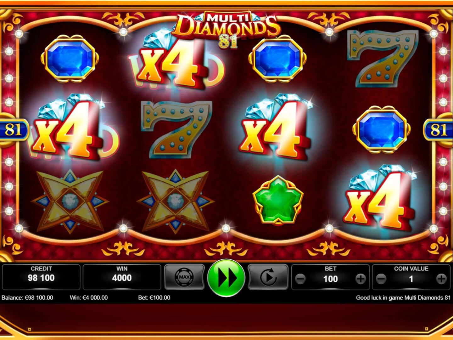 Скриншот слота Multi Diamonds 81 от Kajot Games