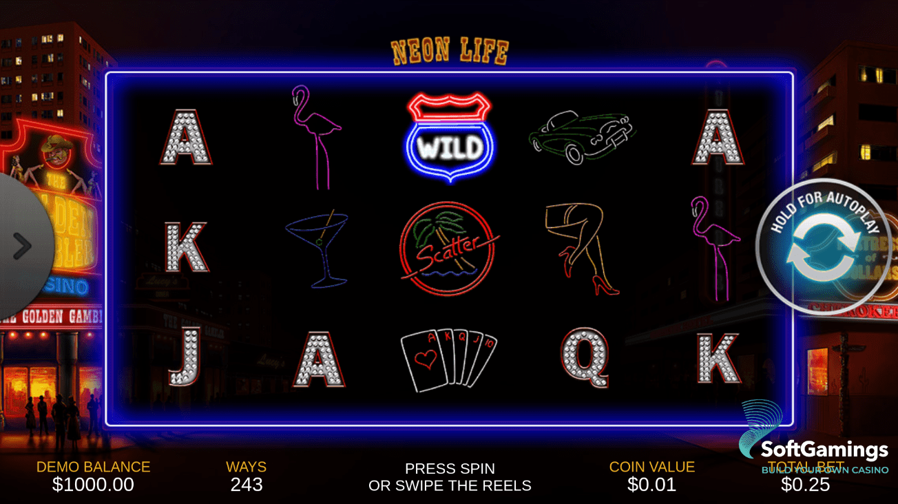 Скриншот слота Neon Life от Playtech