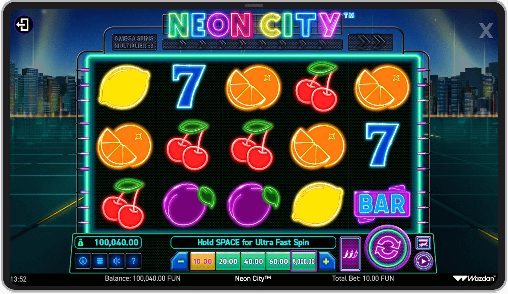 Скриншот слота Neon City от Wazdan