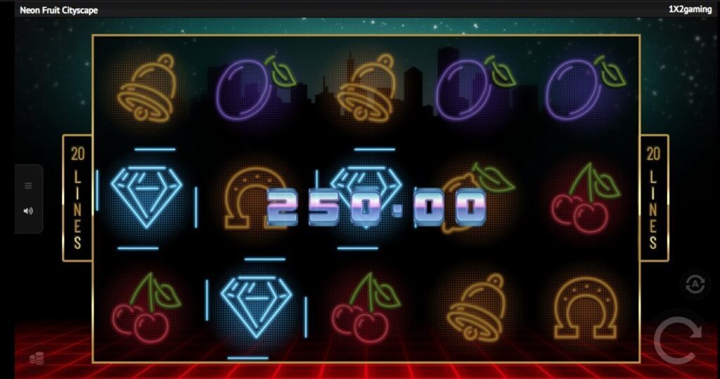 Скриншот слота Neon Fruit от 1x2 Gaming