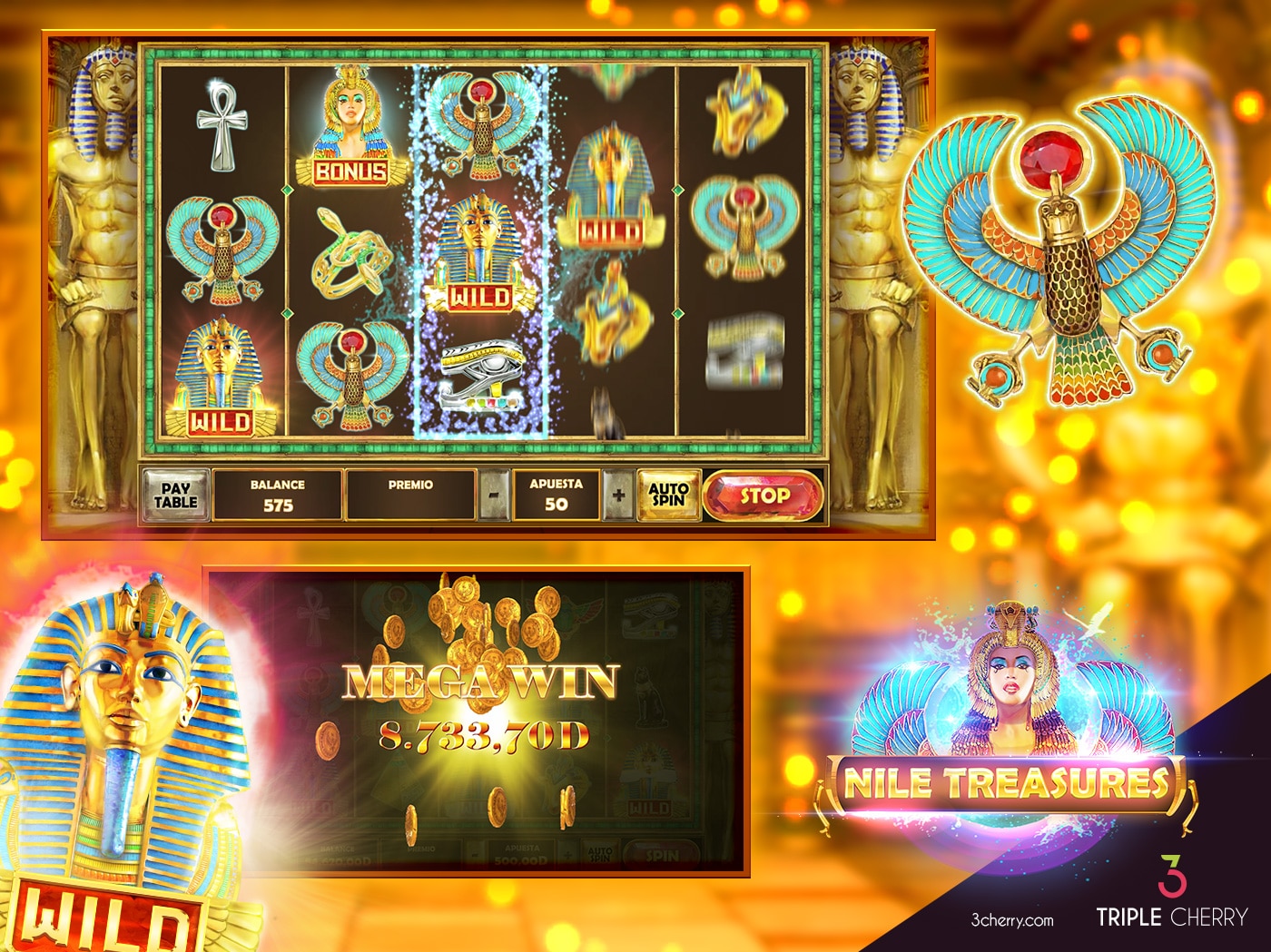 Скриншот слота Nile Treasures от Triple Cherry