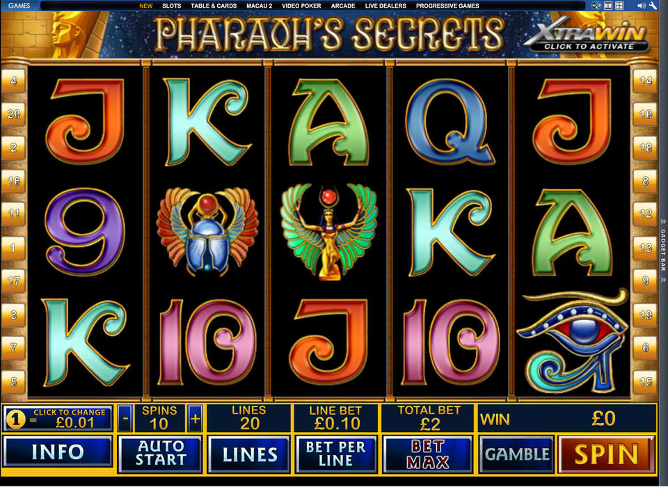 Скриншот слота Pharaohs Secret от Giocaonline