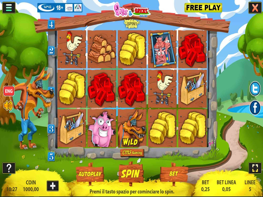 Скриншот слота Pigs And Bricks от WMG