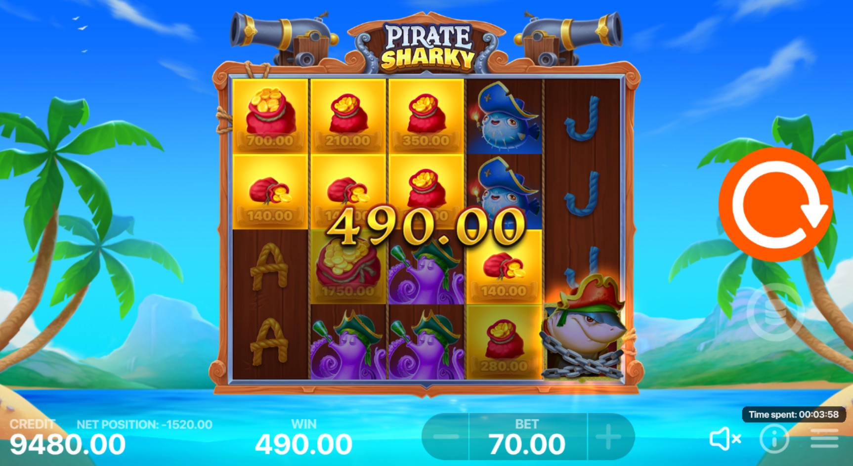 Скриншот слота Pirate Sharky от Playson