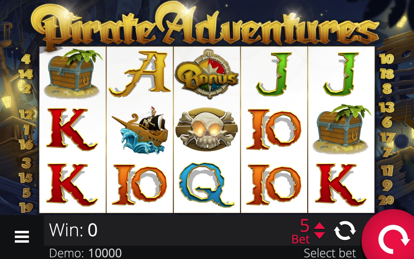 Скриншот слота Pirates Adventure от Fils Game