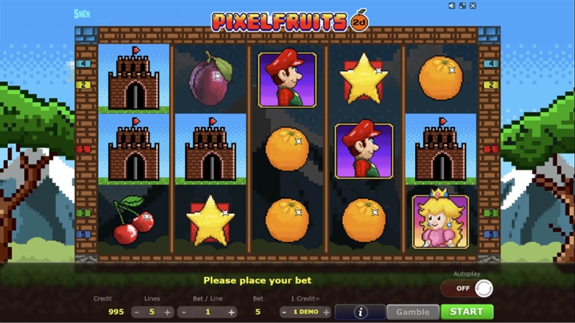Скриншот слота Pixel Fruits 2D от 5MEN