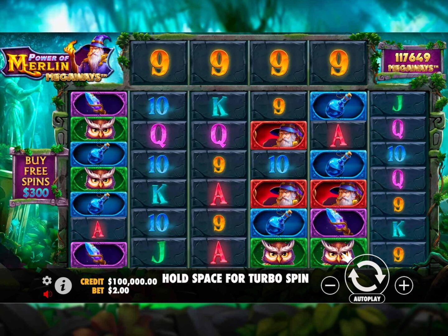 Скриншот слота Power of Merlin Megaways от Pragmatic Play