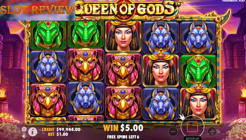 Скриншот слота Queen of Gods от Pragmatic Play