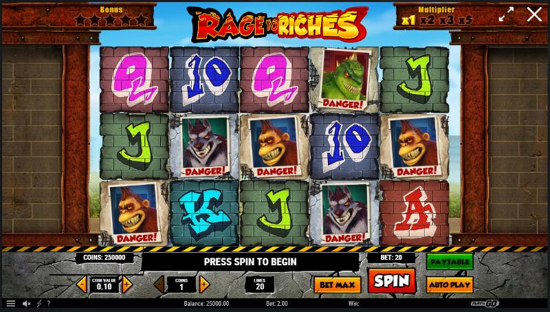 Скриншот слота Rage to Riches от Play'n GO