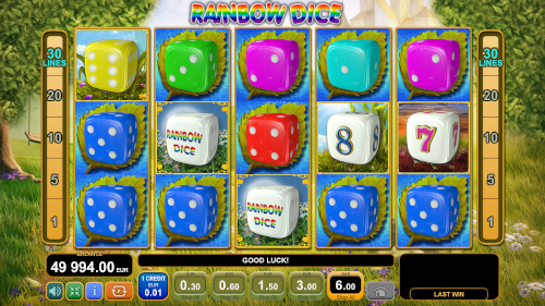 Скриншот слота Rainbow Dice от Amusnet