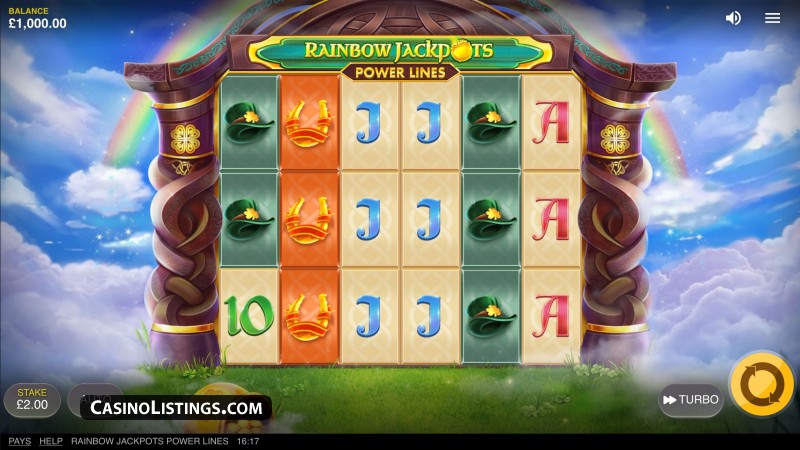 Скриншот слота Rainbow Jackpots Power Lines от Red Tiger Gaming